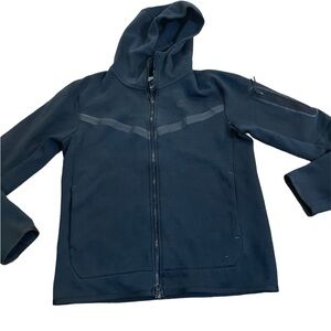 Nike black logo adult small full zip hooded fleece jacket